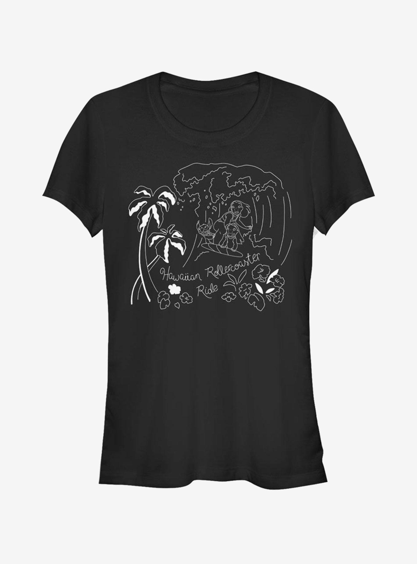 Lilo Stitch Stitch Surf Line Art Girls T Shirt T Shirt Premium Print Daily Wear