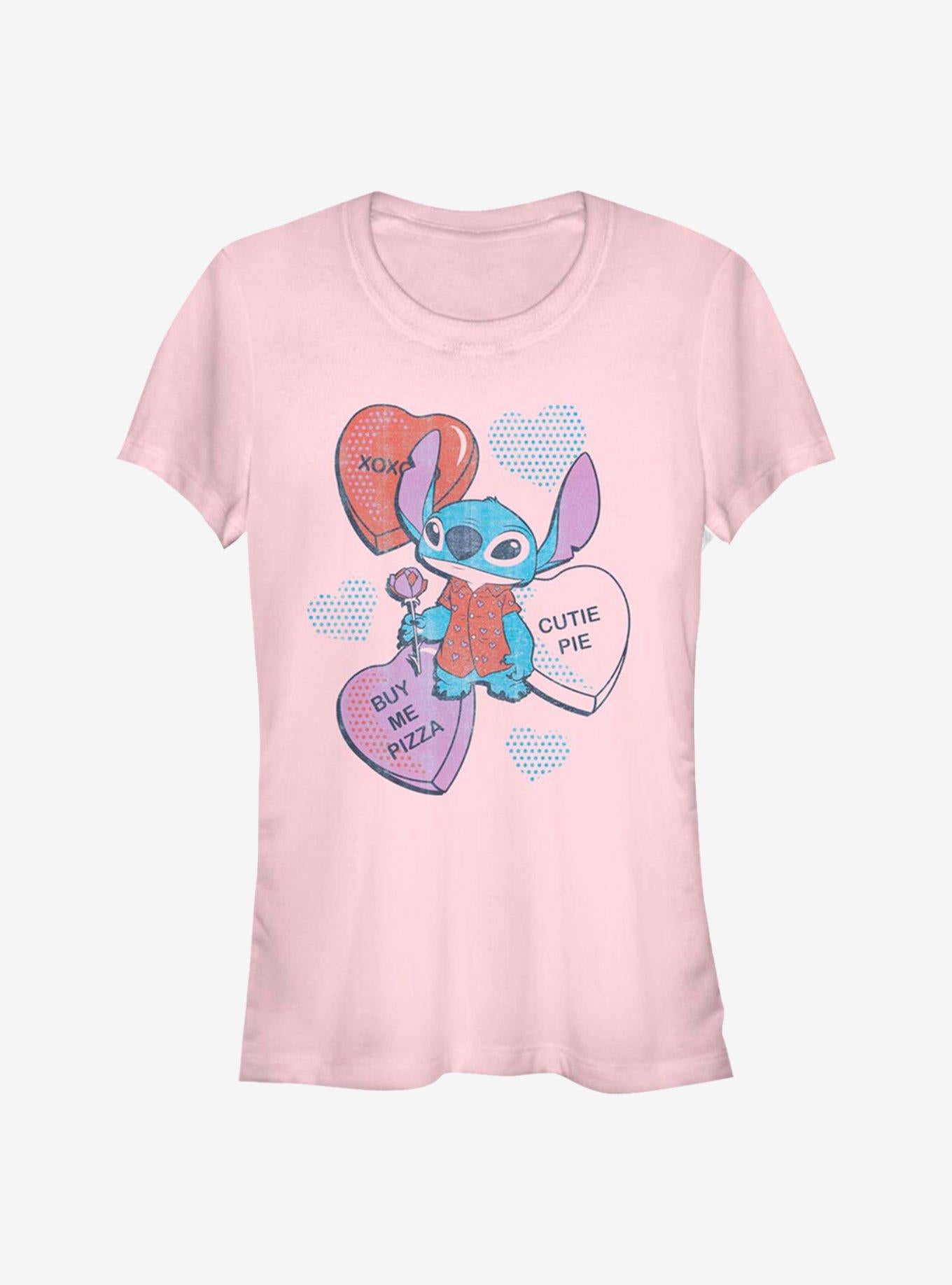 Lilo Stitch Heart Pizza Girls T Shirt T Shirt Premium Print Daily Wear