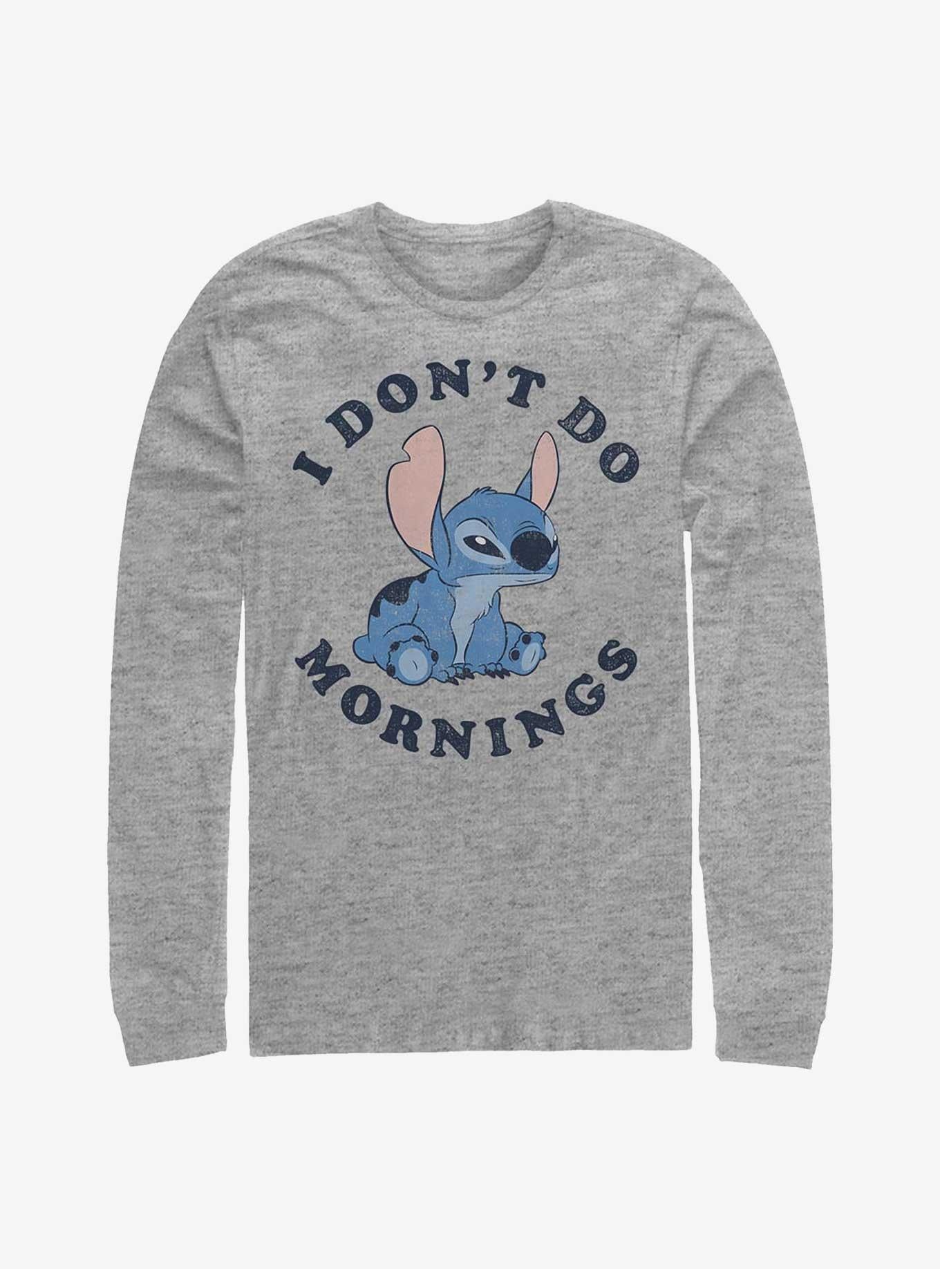 Lilo Stitch I Don t Do Mornings Long Sleeve T Shirt Long Sleeve T Shirt Gift Ready
