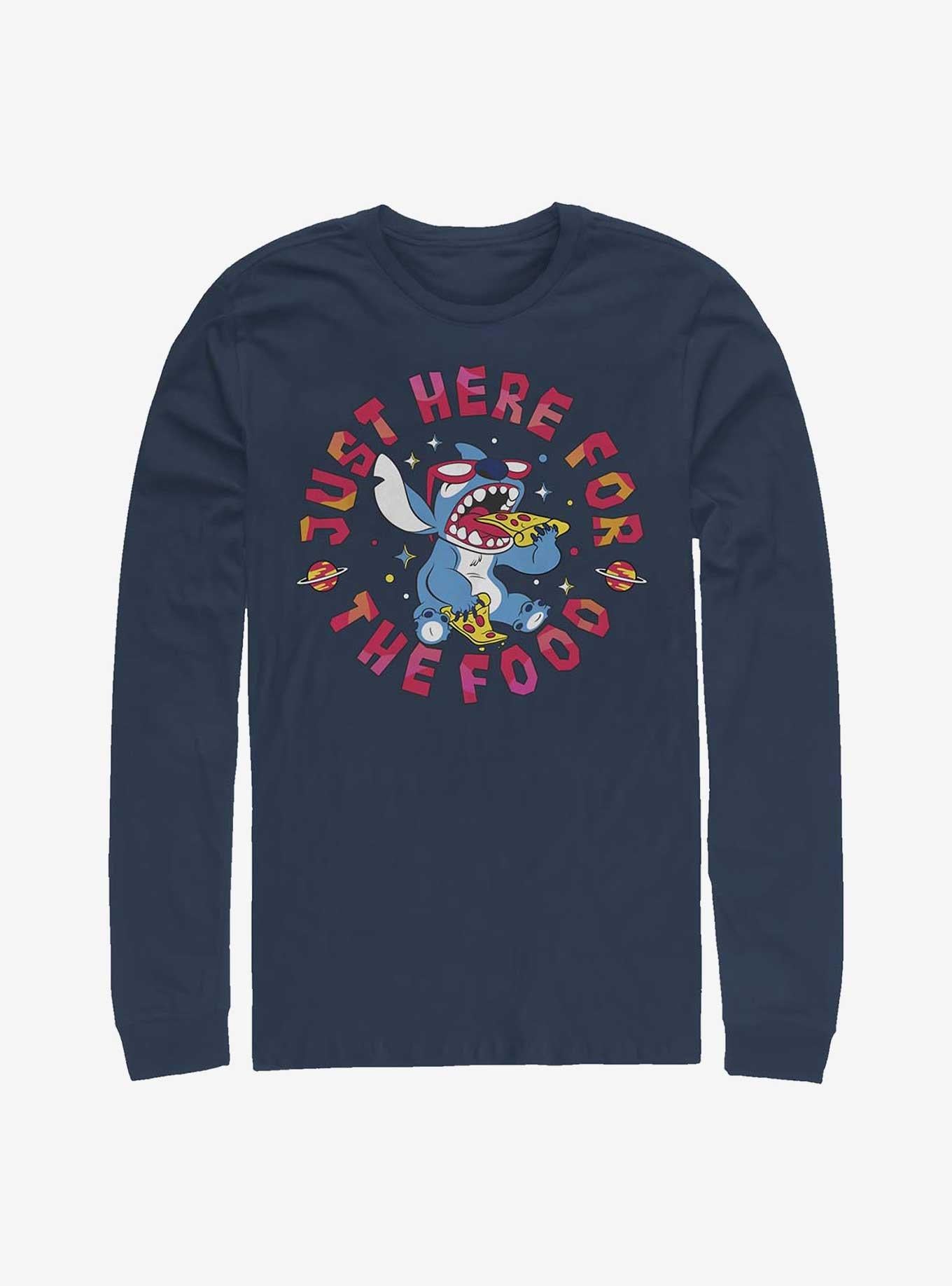 Lilo Stitch Just Here For The Food Long Sleeve T Shirt Long Sleeve T Shirt Comfort Fit Gift Ready