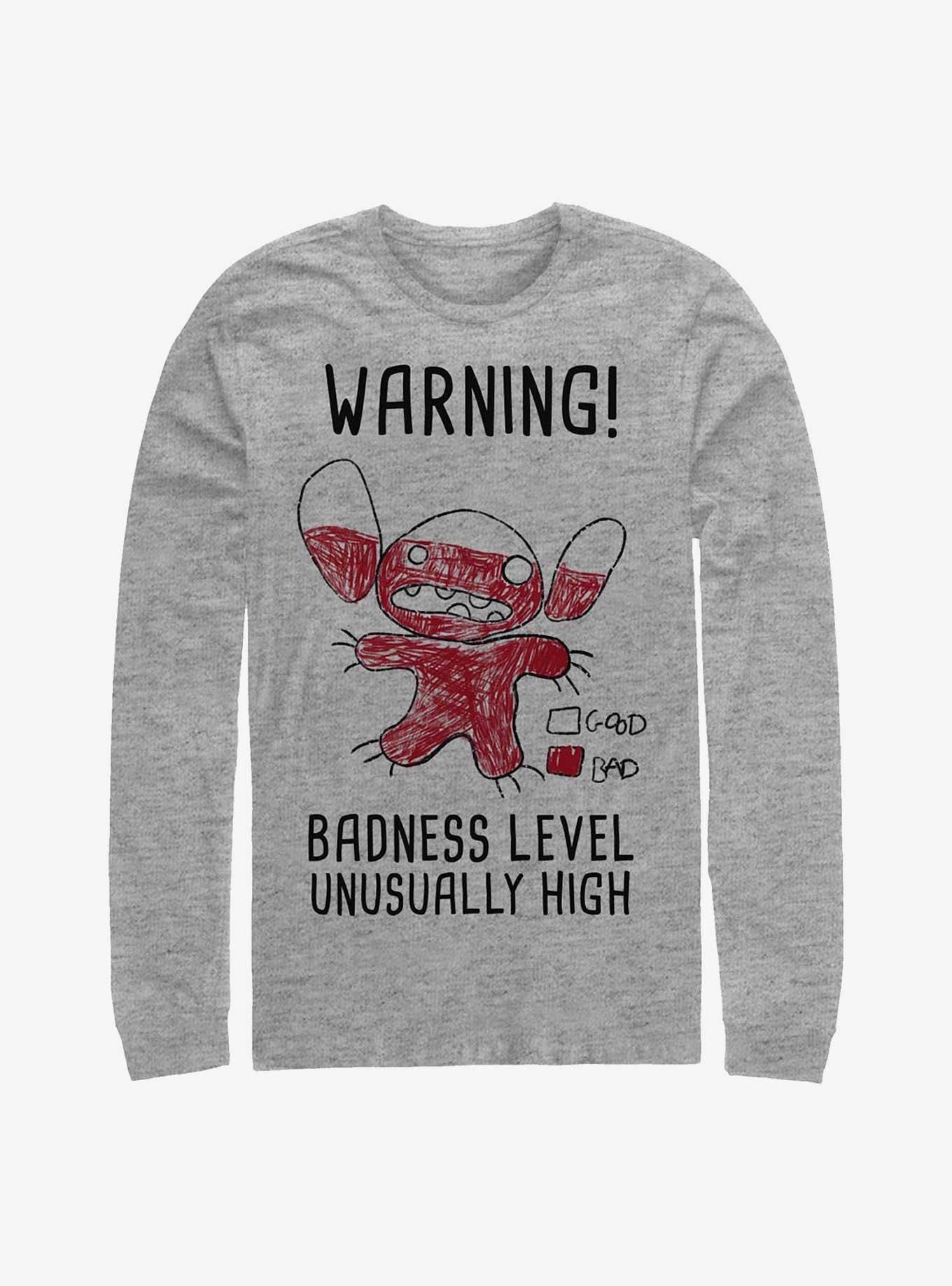Lilo Stitch Warning Drawing Sitch Long Sleeve T Shirt Long Sleeve T Shirt High Search Demand Bold Graphic