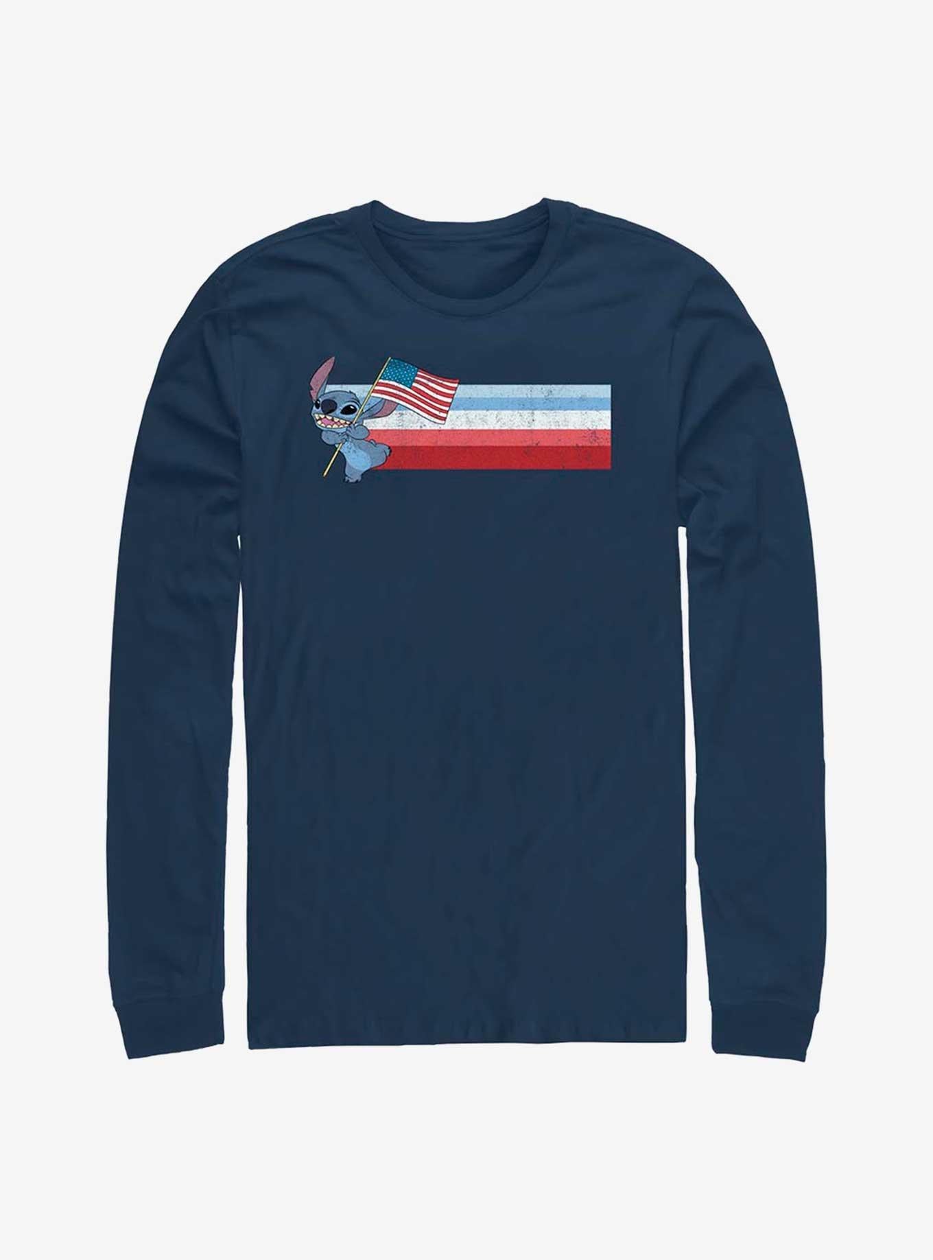 Lilo Stitch Patriotic Stitch Long Sleeve T Shirt Long Sleeve T Shirt Premium Print Daily Wear