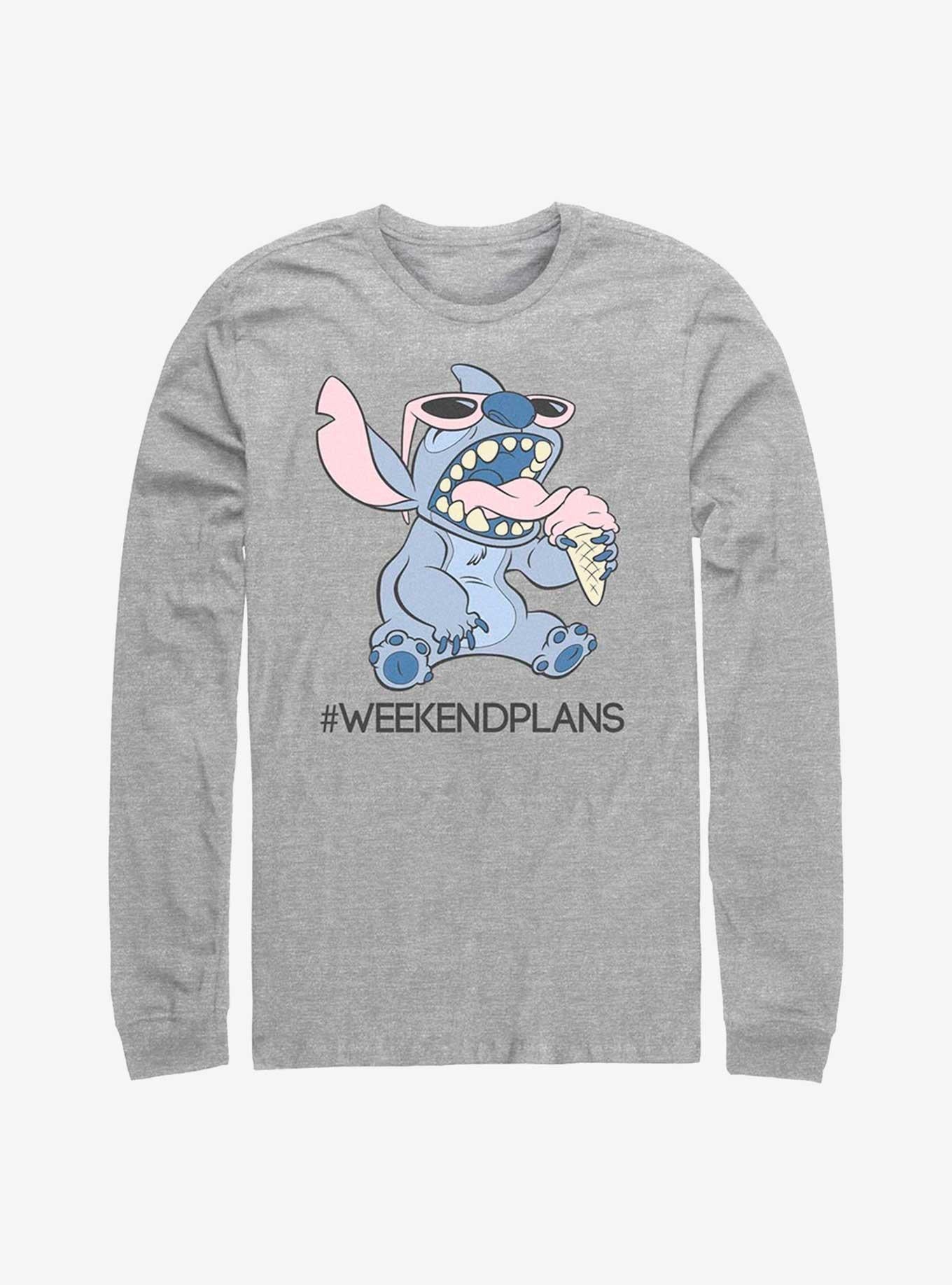Lilo Stitch Weekend Plans Long Sleeve T Shirt Long Sleeve T Shirt Premium Print Daily Wear