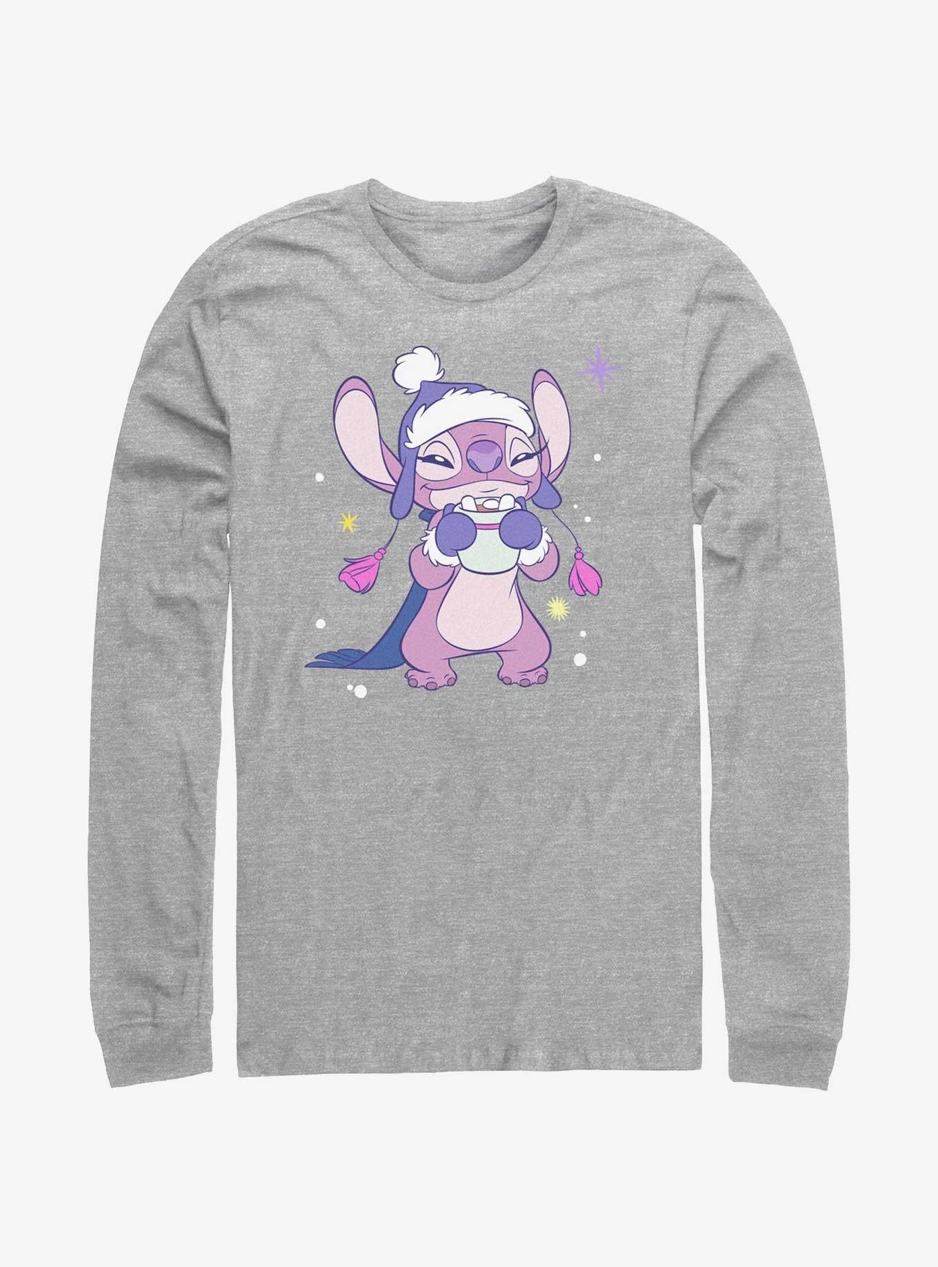 Lilo Stitch Cozy Angel Hot Cocoa Long Sleeve T Shirt Long Sleeve T Shirt Trending US Fan Art Style
