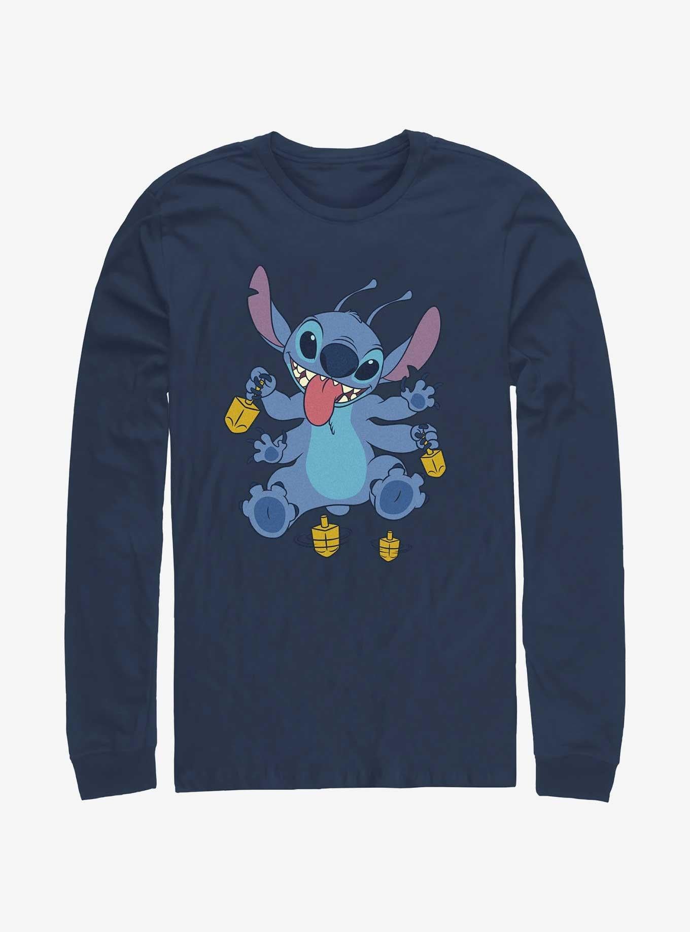 Lilo Stitch Hanukkah Spinning Dreidels Long Sleeve T Shirt Long Sleeve T Shirt Comfort Fit Gift Ready