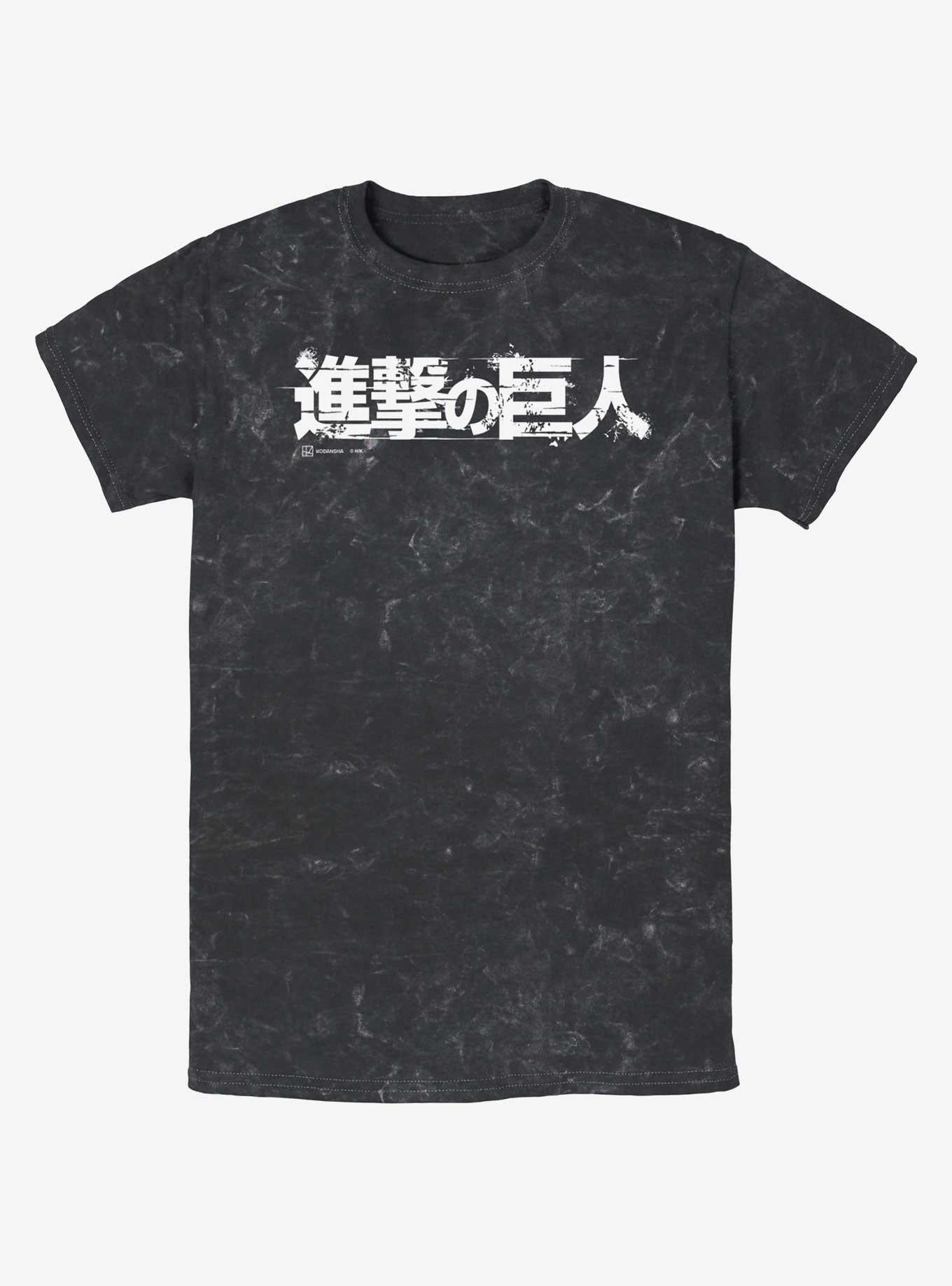 Attack On Titan Japanese Logo Mineral Wash T Shirt T Shirt Comfort Fit Urban Look
