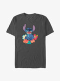 Lilo Stitch Happy Stitch Floral Sit T Shirt T Shirt Premium Print Daily Wear