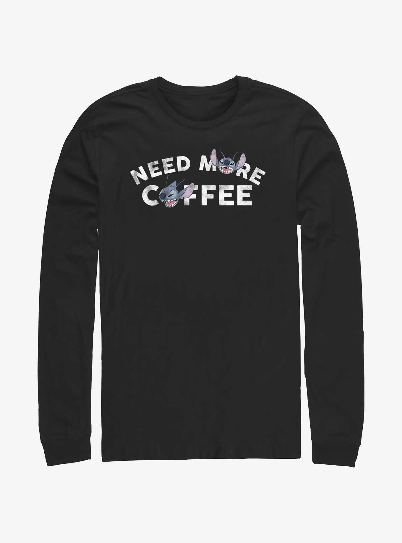 Lilo Stitch Need More Coffee Long Sleeve T Shirt Long Sleeve T Shirt Premium Print Daily Wear