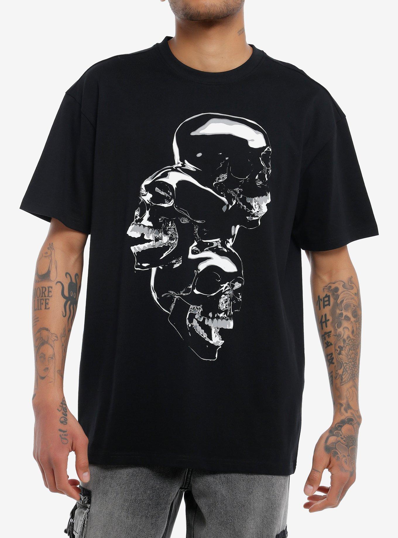 Laughing Chrome Skull Stack T Shirt T Shirt Premium Print Esports Vibe