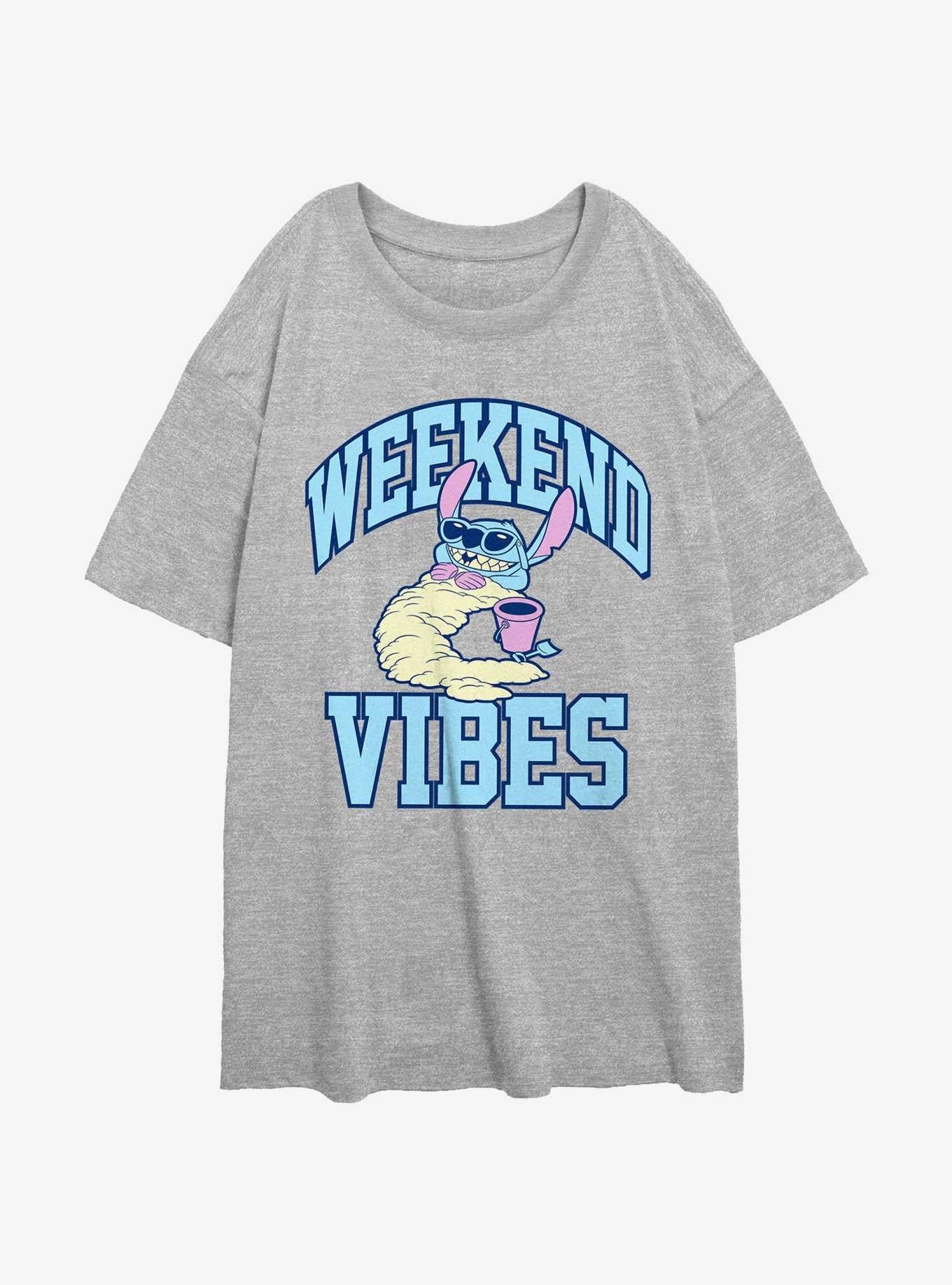 Lilo Stitch Weekend Vibes Girls Oversized T Shirt T Shirt Streetwear Style Modern Aesthetic