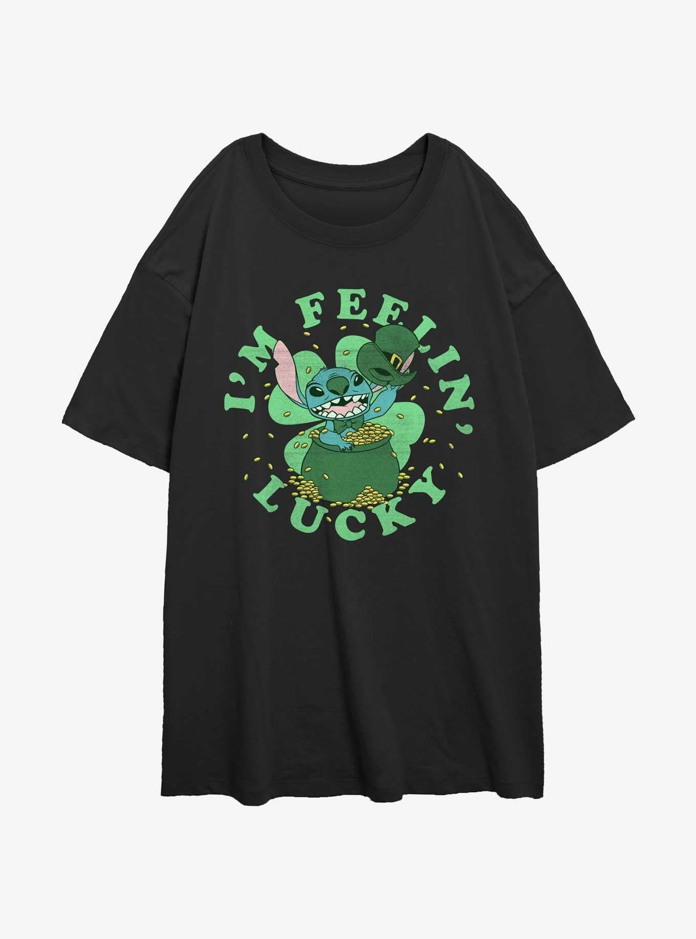 Lilo Stitch Leprechaun Stitch I m Feelin Lucky Girls Oversized T Shirt T Shirt Streetwear Style Modern Aesthetic