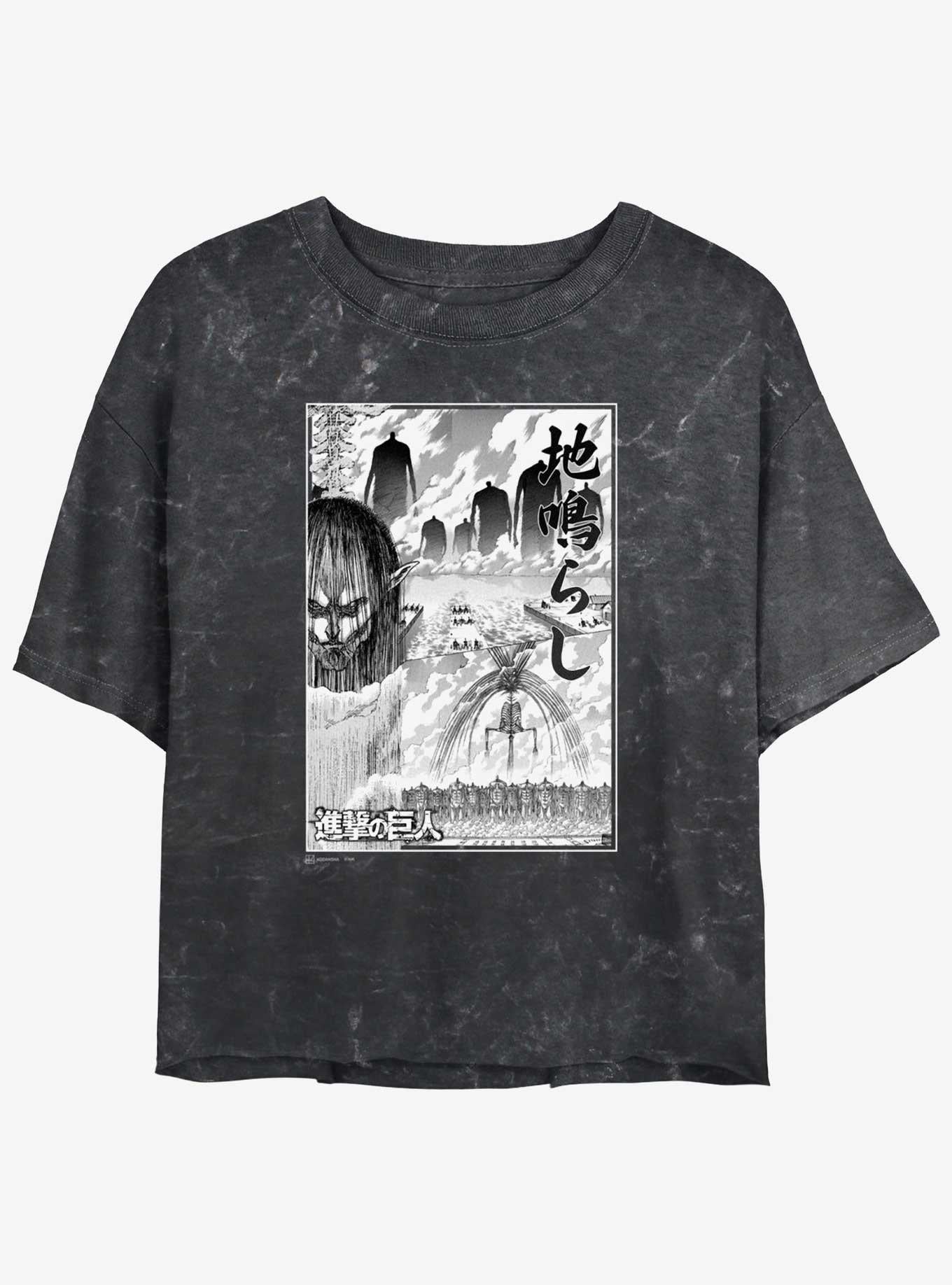 Attack on Titan The Rumbling Poster Girls Mineral Wash Crop T Shirt T Shirt Streetwear Style Urban Look