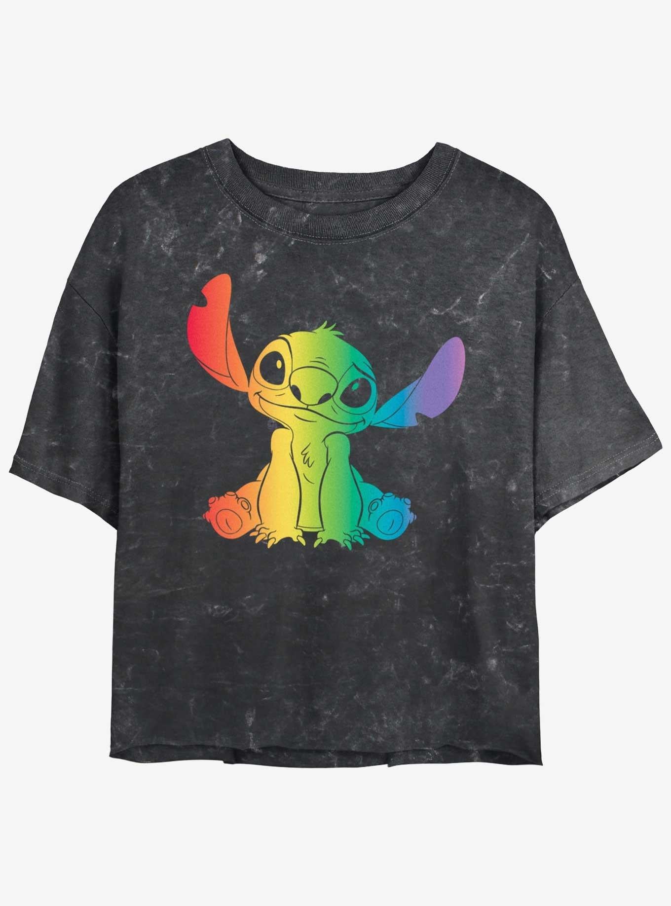Lilo Stitch Rainbow Mineral Wash Crop T Shirt T Shirt Trending US Fan Art Style
