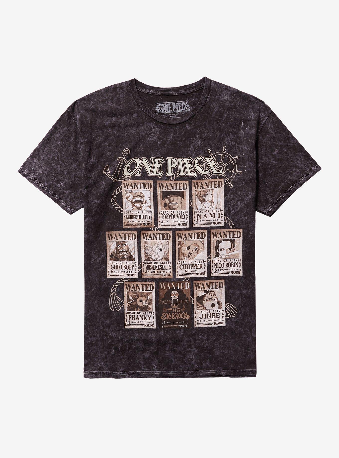 One Piece Wanted Posters Grid Dark Wash T Shirt T Shirt Comfort Fit Esports Vibe