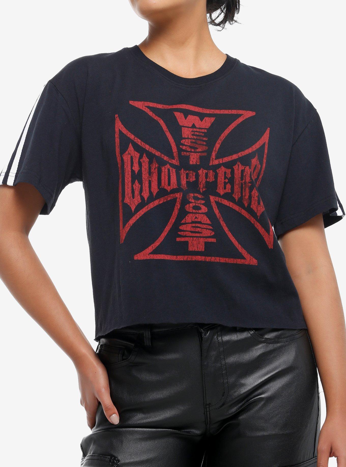West Coast Choppers Stripe Girls Crop T Shirt T Shirt Gift Ready
