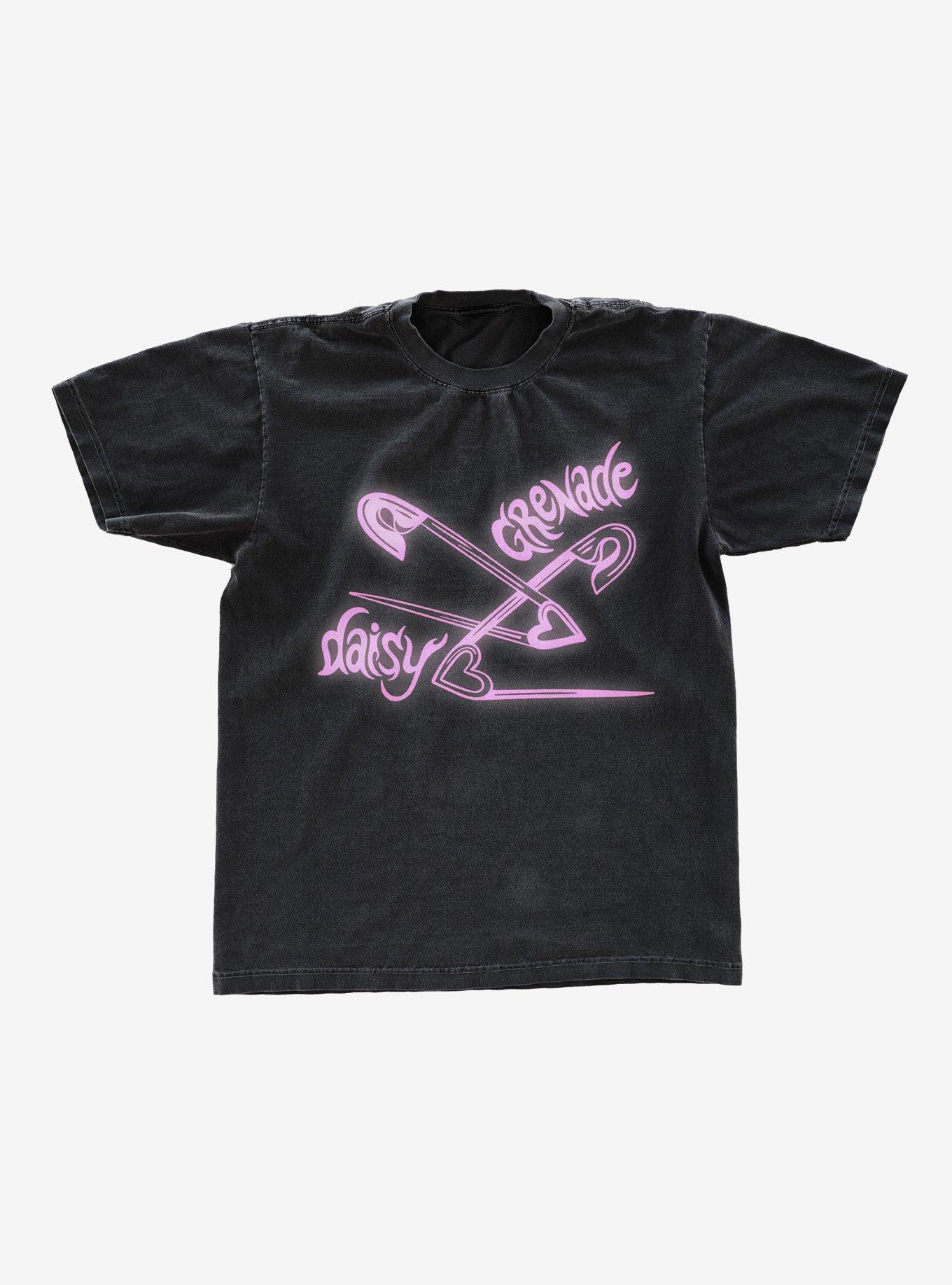 Daisy Grenade Heart Safety Pins Boyfriend Fit Girls T Shirt T Shirt Premium Print Daily Wear