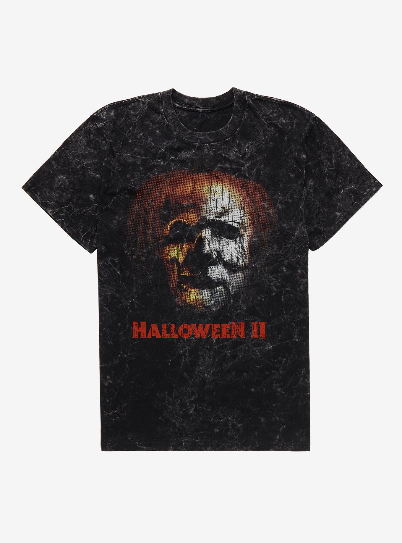 Halloween II Pumpkin Face Mask Mineral Wash T Shirt T Shirt Premium Print Daily Wear