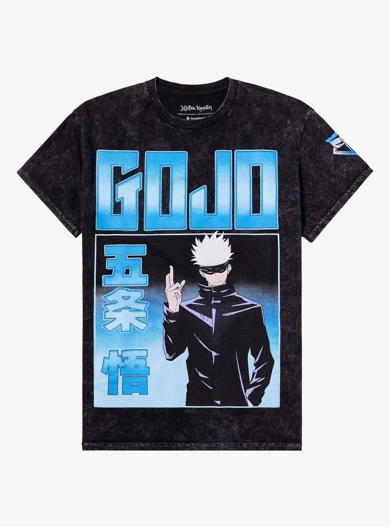 Jujutsu Kaisen Gojo Jumbo Print Dark Wash Boyfriend Fit Girls T Shirt T Shirt Premium Print Gamer Style