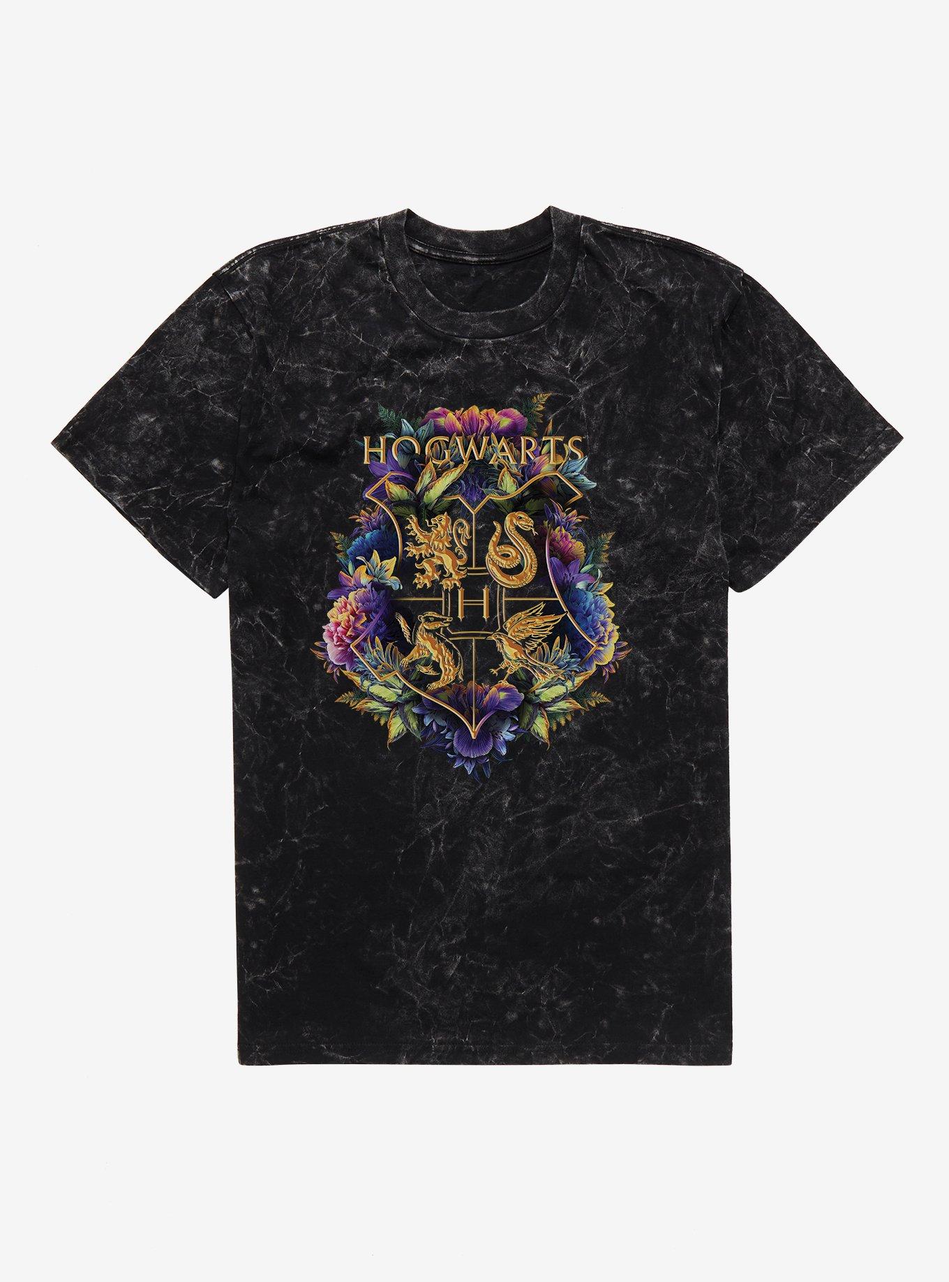 Hogwarts Floral Crest Mineral Wash T Shirt T Shirt High Search Demand Modern Aesthetic