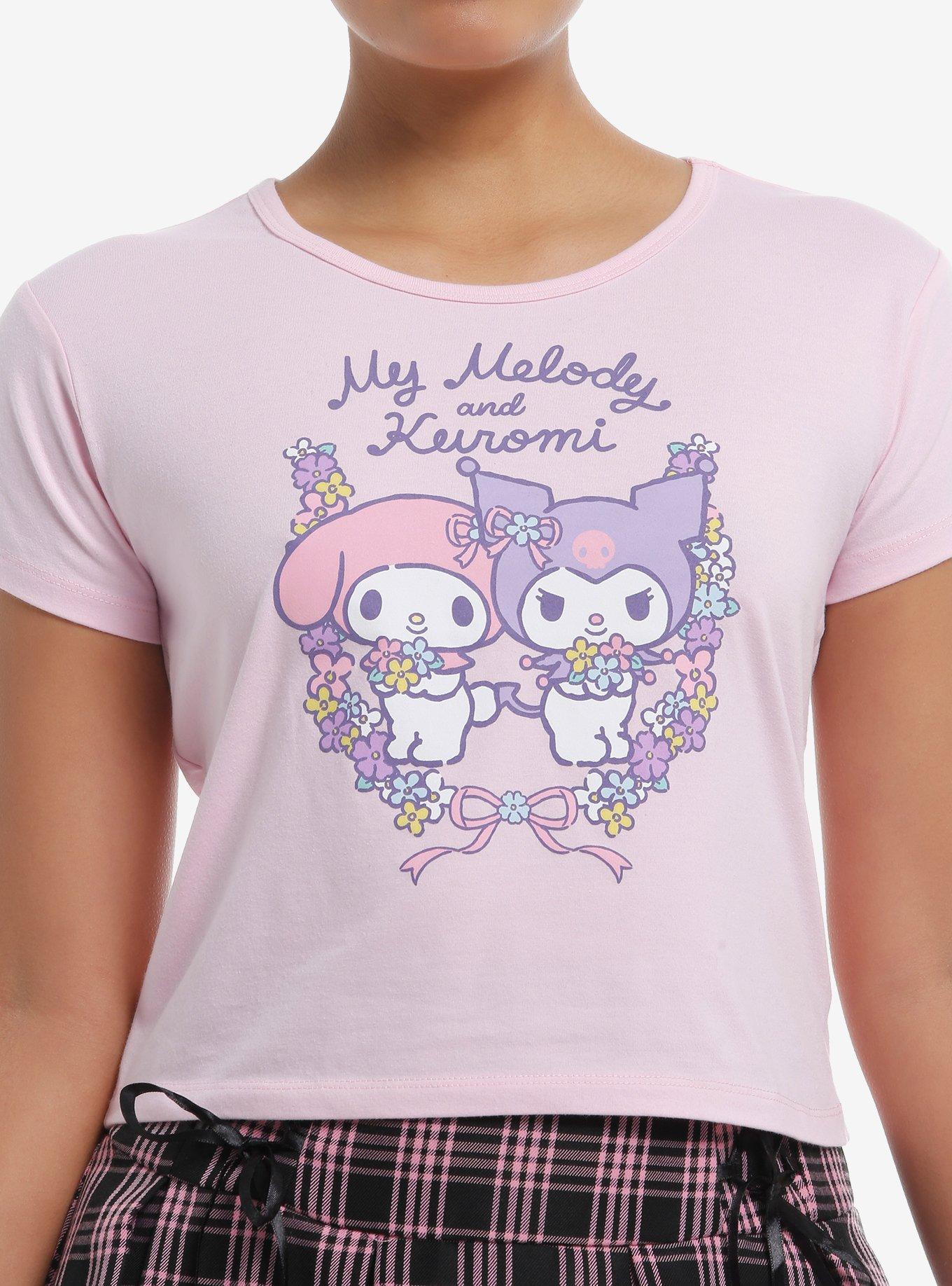 My Melody Kuromi Floral Ribbon Girls Baby T Shirt T Shirt High Search Demand Gamer Style