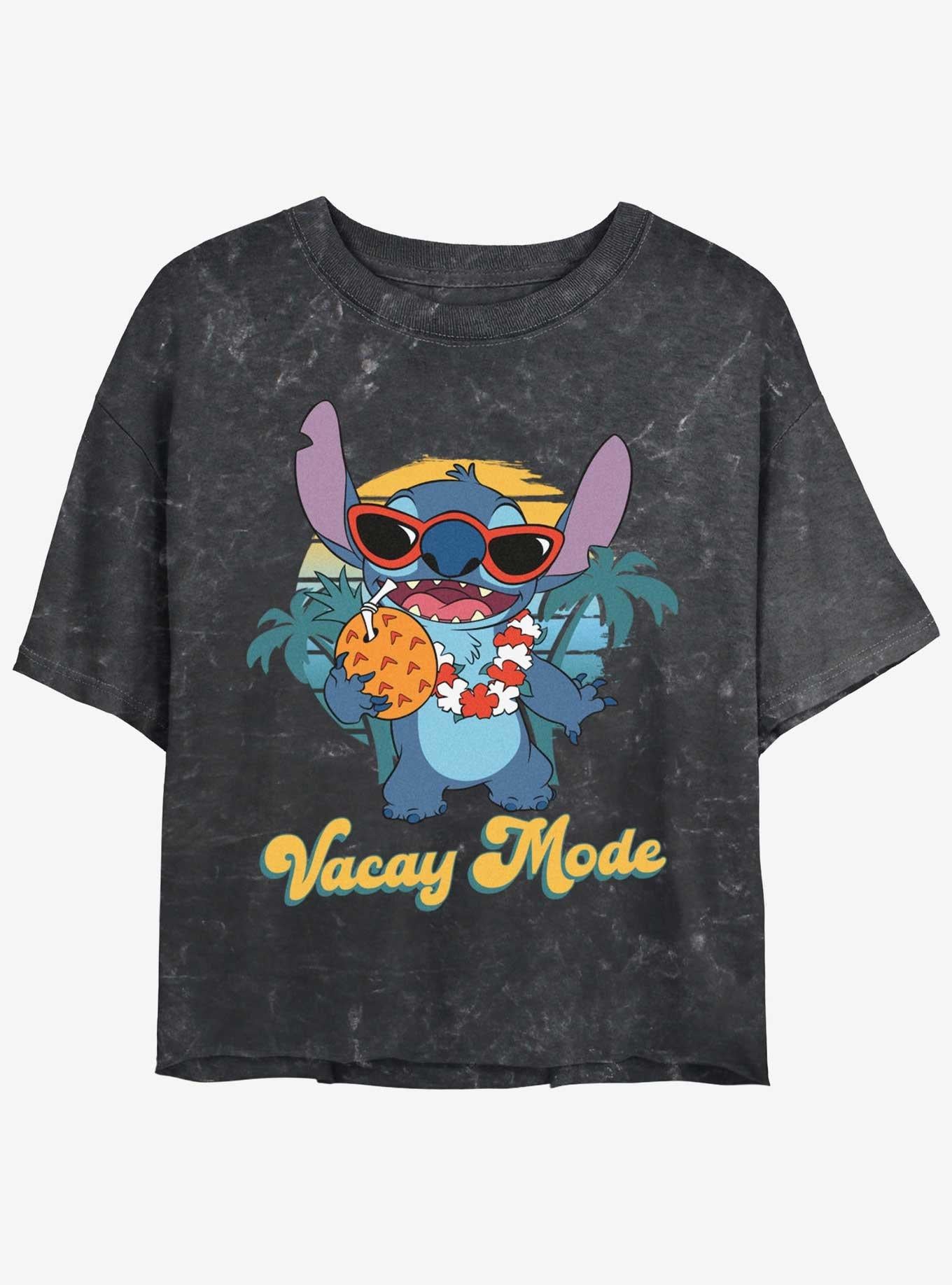 Lilo Stitch On Vacay Girls Mineral Wash Crop T Shirt T Shirt High Search Demand Bold Graphic