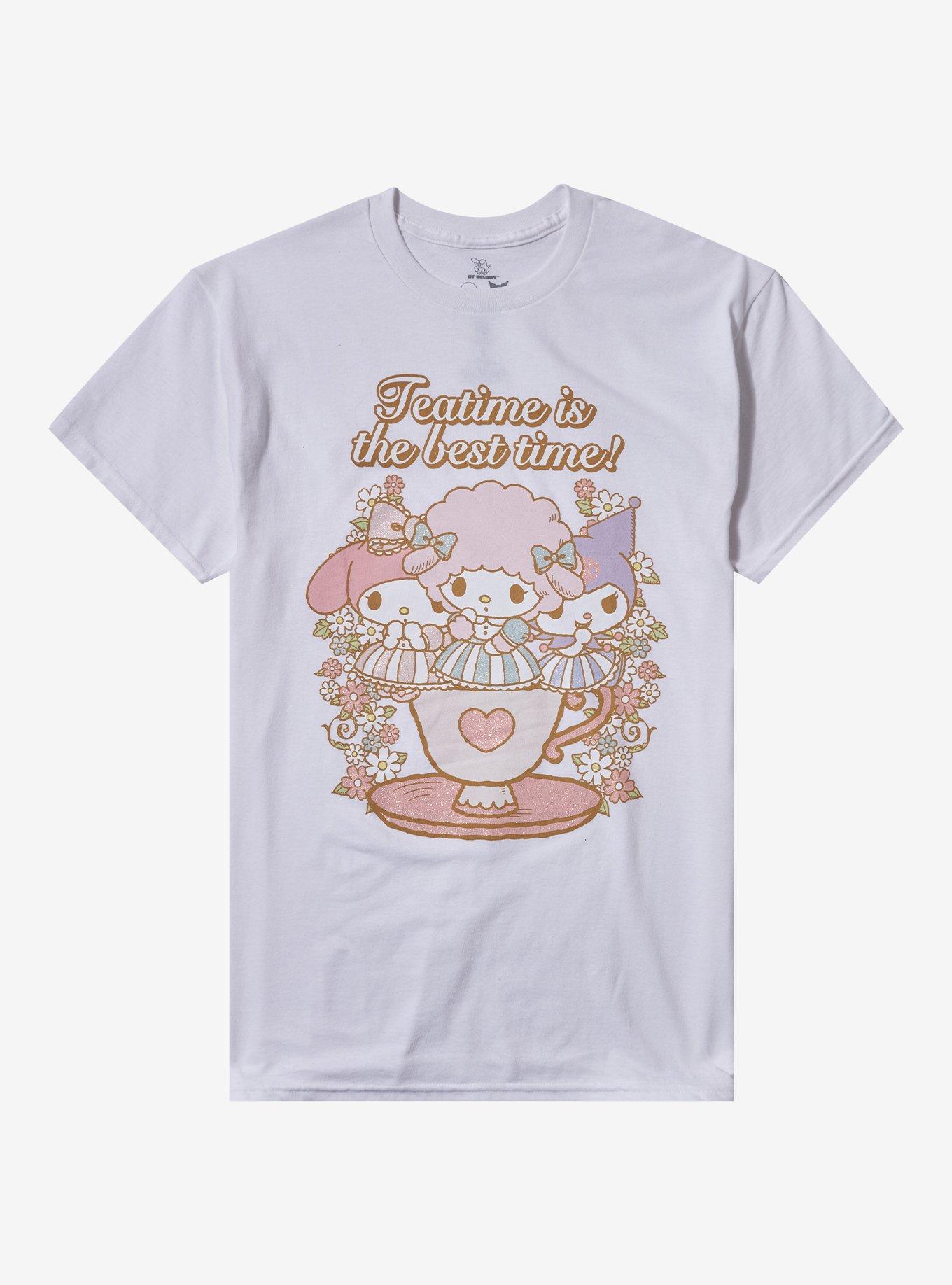 My Melody Kuromi My Sweet Piano Flower Tea Glitter Girls T Shirt T Shirt Viral TikTok Modern Aesthetic
