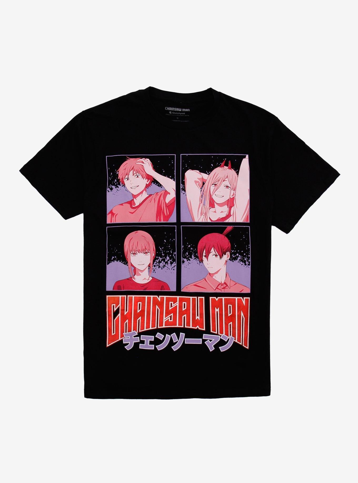 Chainsaw Man Tonal Group Grid Foil Girls T Shirt T Shirt Premium Print Daily Wear