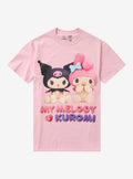 My Melody Kuromi Duo Pastel Pink Girls T Shirt T Shirt Premium Print Modern Aesthetic