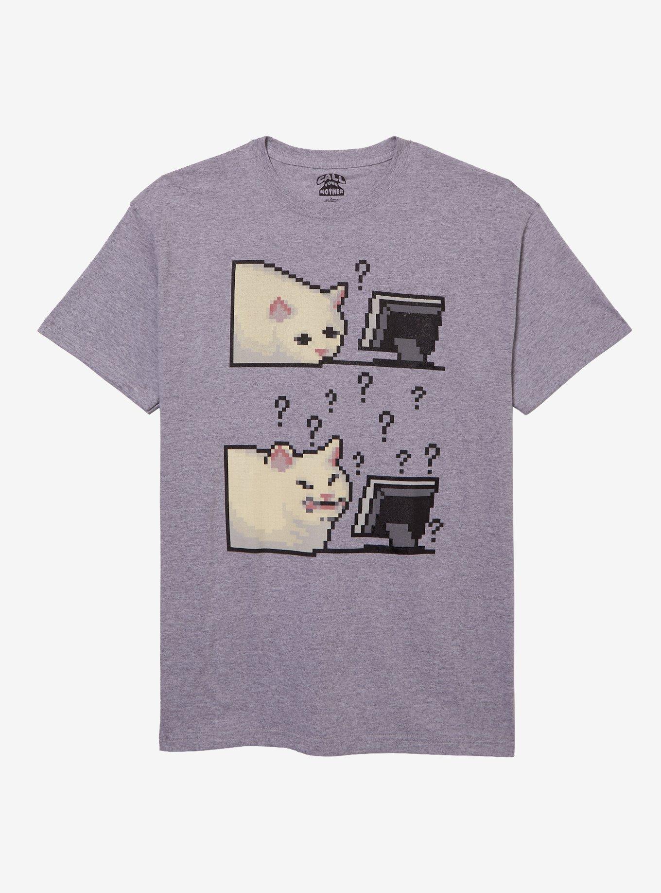 8 Bit Cat Confused T Shirt By Your Mother T Shirt Trending US Gift Ready