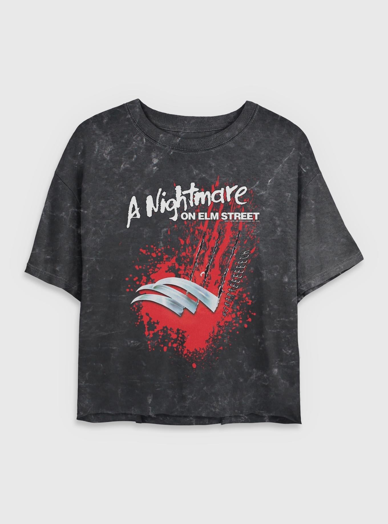 A on Elm Street Claw Screech Girls Mineral Wash Crop T Shirt T Shirt High Search Demand Daily Wear