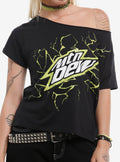 Mountain Dew Lightning Off Shoulder Girls T Shirt T Shirt Trending US Fan Art Style