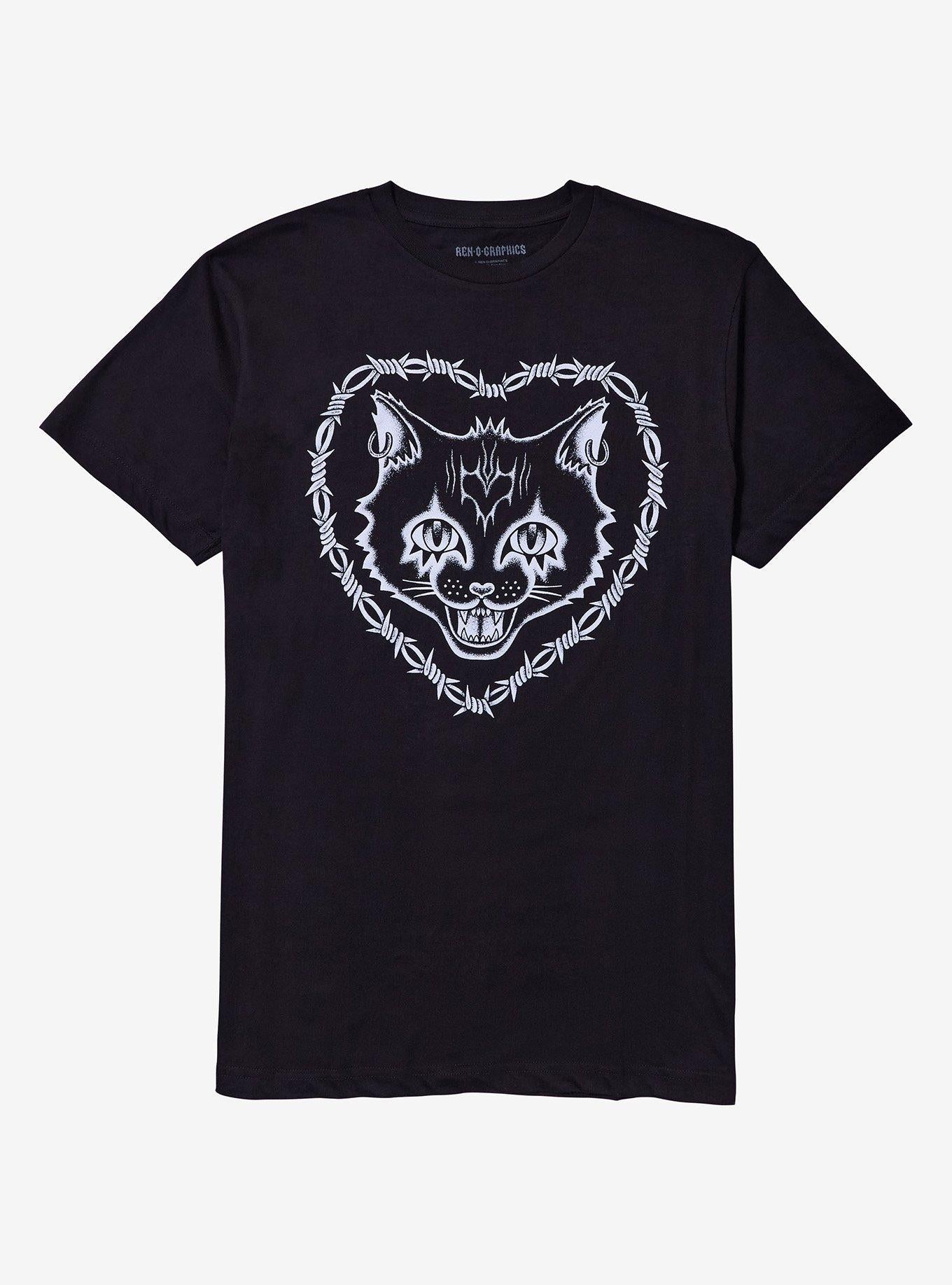Cat Barbed Wire Heart Tattoo T Shirt T Shirt Premium Print Daily Wear