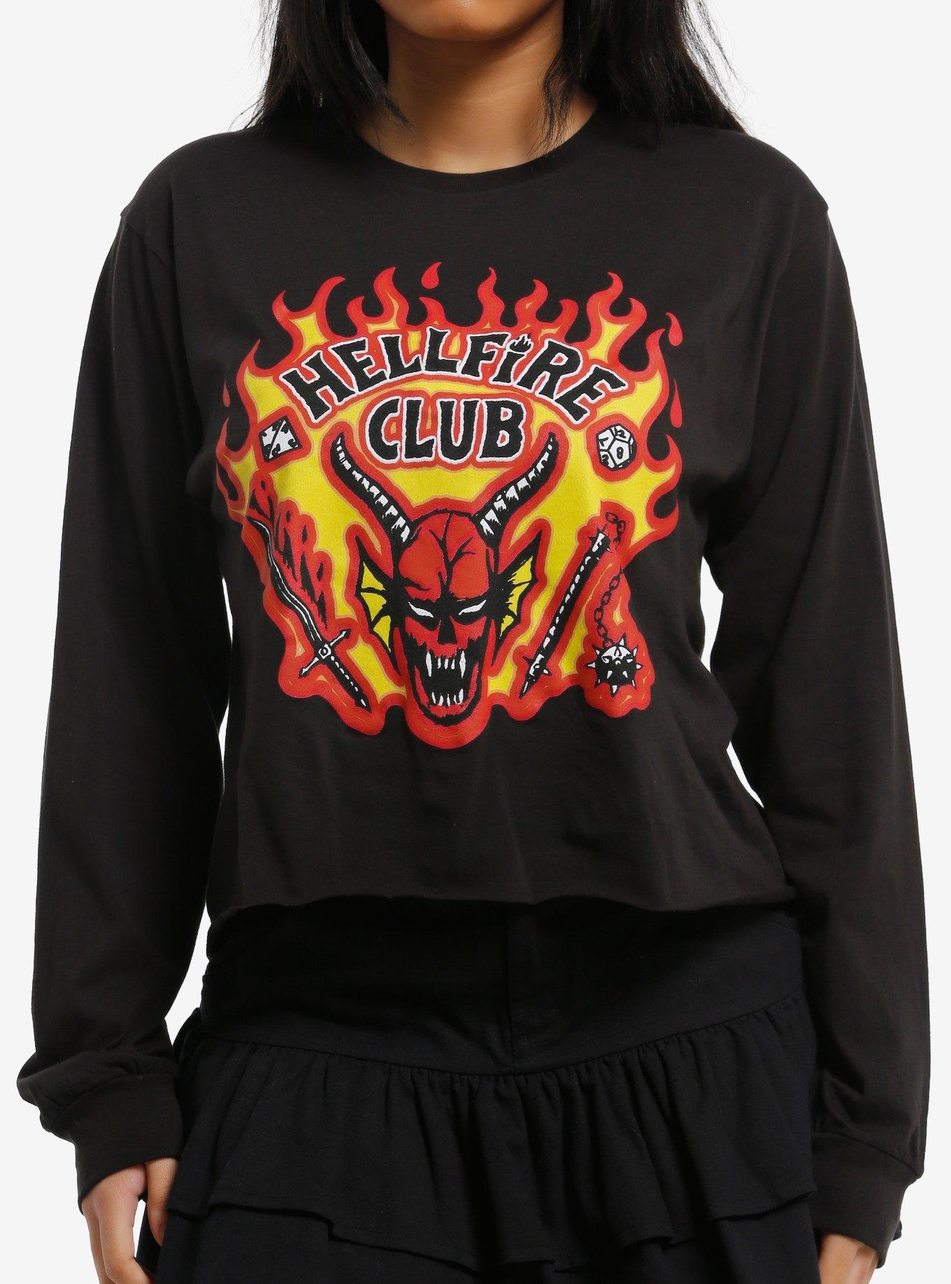 Stranger Things Hellfire Club Girls Crop Long Sleeve T Shirt Long Sleeve T Shirt Gift Ready