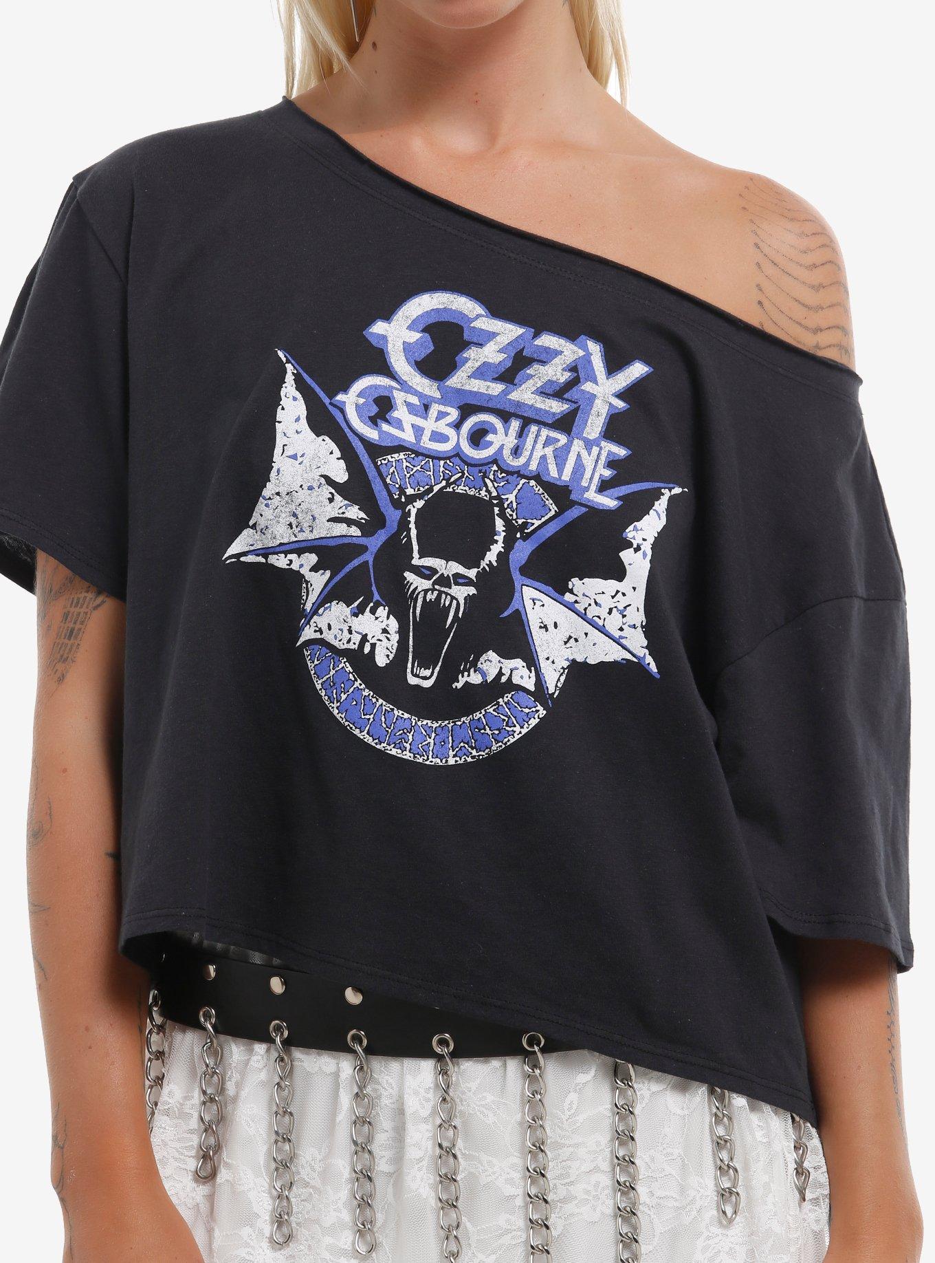 Ozzy Osbourne Screaming Bat Girls Off Shoulder T Shirt T Shirt Premium Print