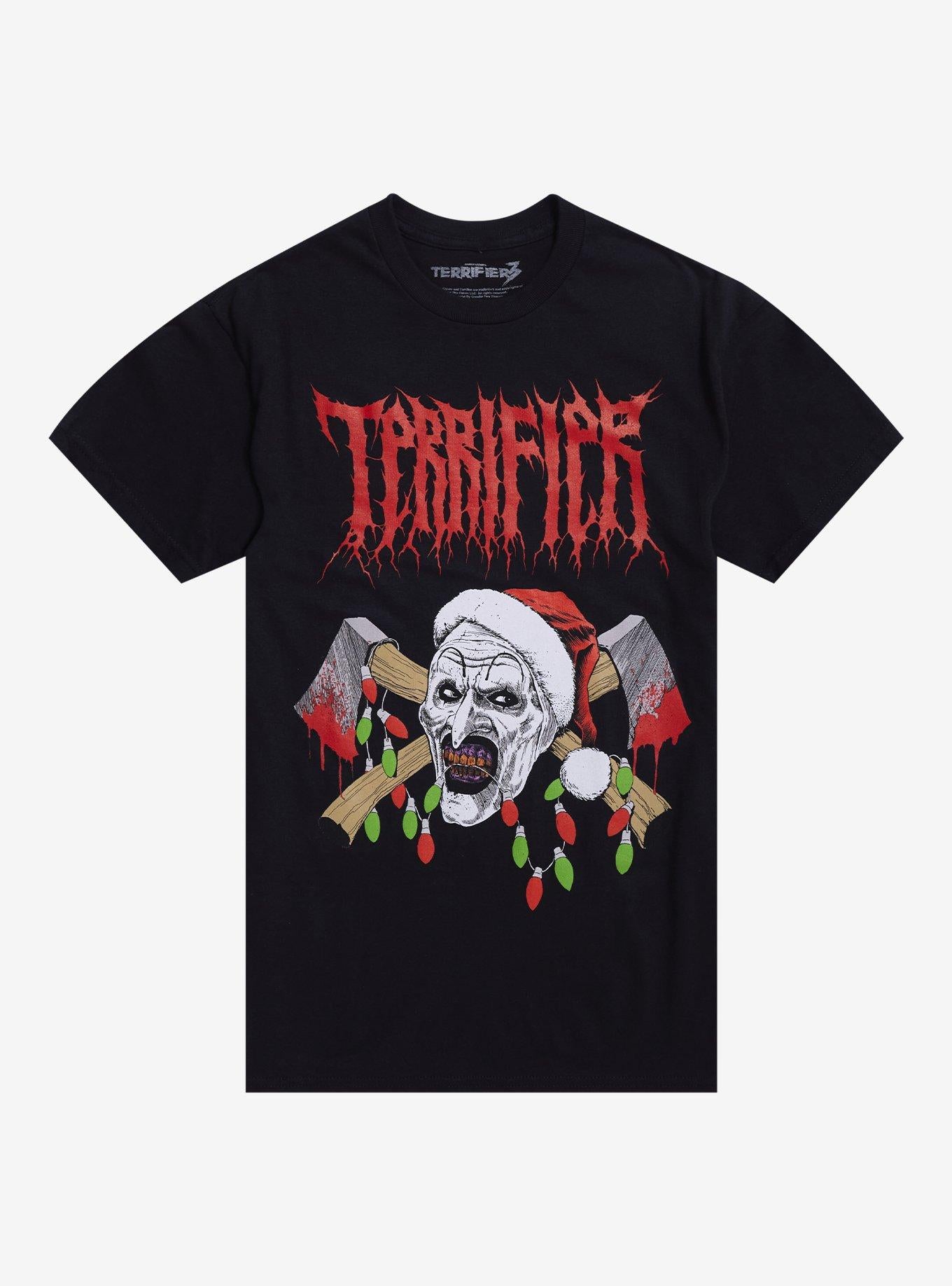 Terrifier 3 Santa Holiday Lights Axe T Shirt By Sawblade T Shirt US Market
