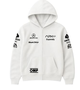 APEX GP White Zipper Hoodie
