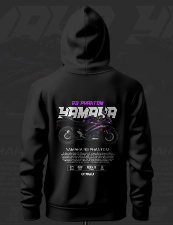 Yamaha R3 Phantom ART Inspired Black Hoodie