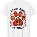 Paws And Give Thanks Dog Paw Floral Thanksgiving Day Autumn T Shirt for Men Women Kids