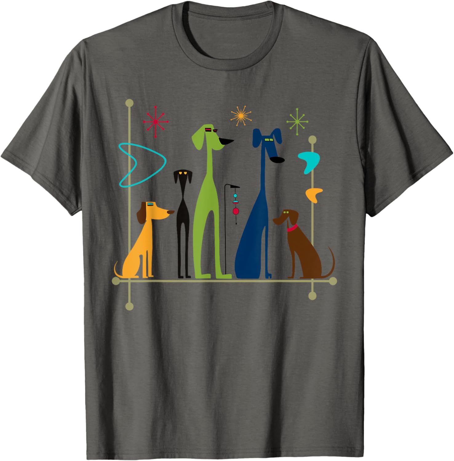 Retro Mid Century Modern Dogs 50s 60s Style Apparel Retro Art Style