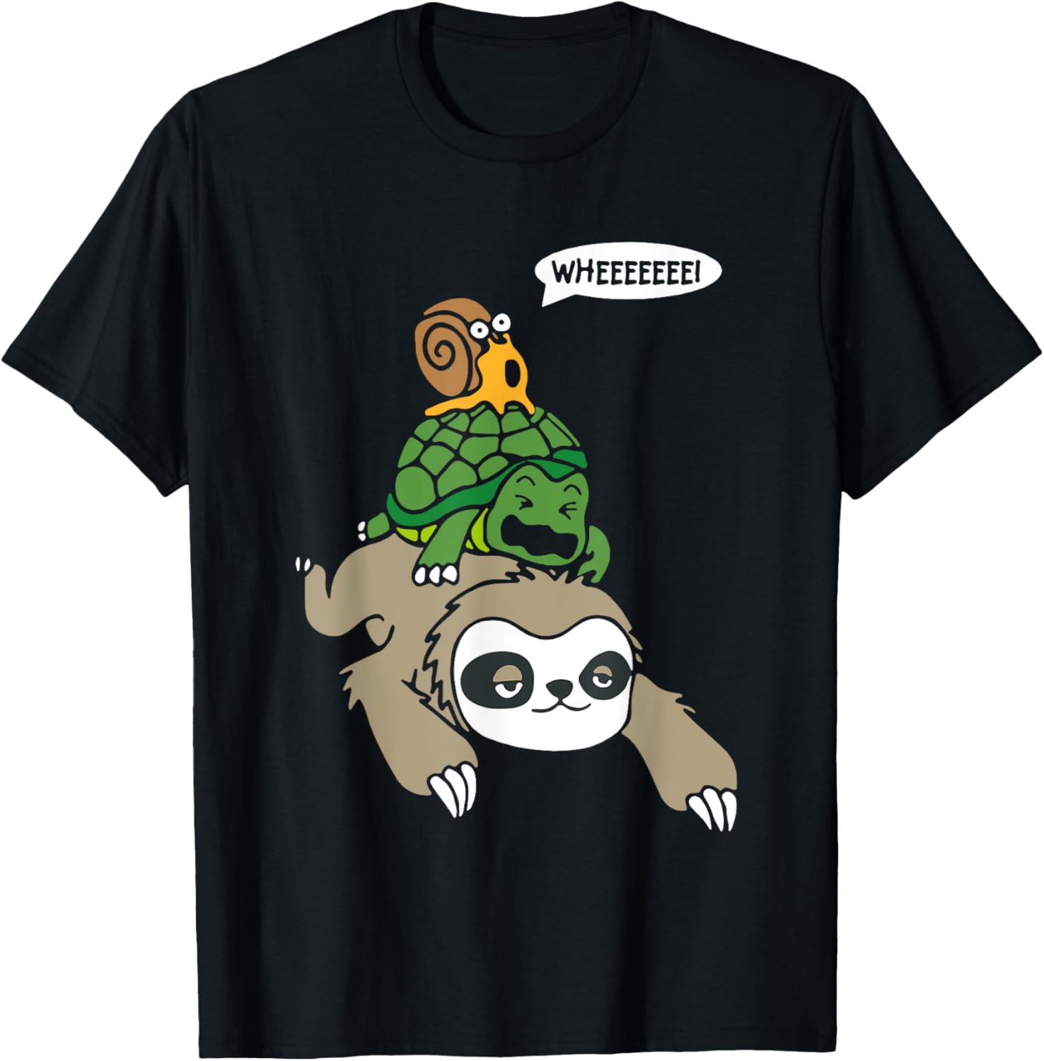 Sloth Turtle Snail Piggyback Animal Running Wild Apparel Premium Print US Top Pick