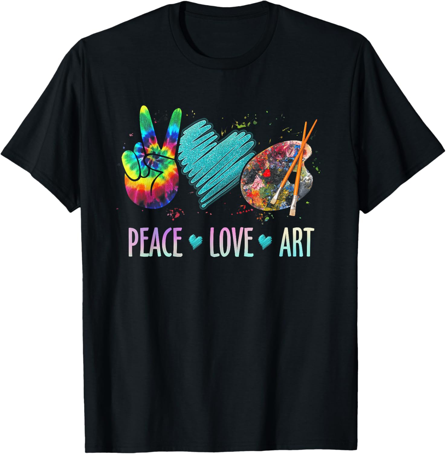 Peace Love Art Painting Palette Art Teacher Men Women Apparel Vintage Illustration