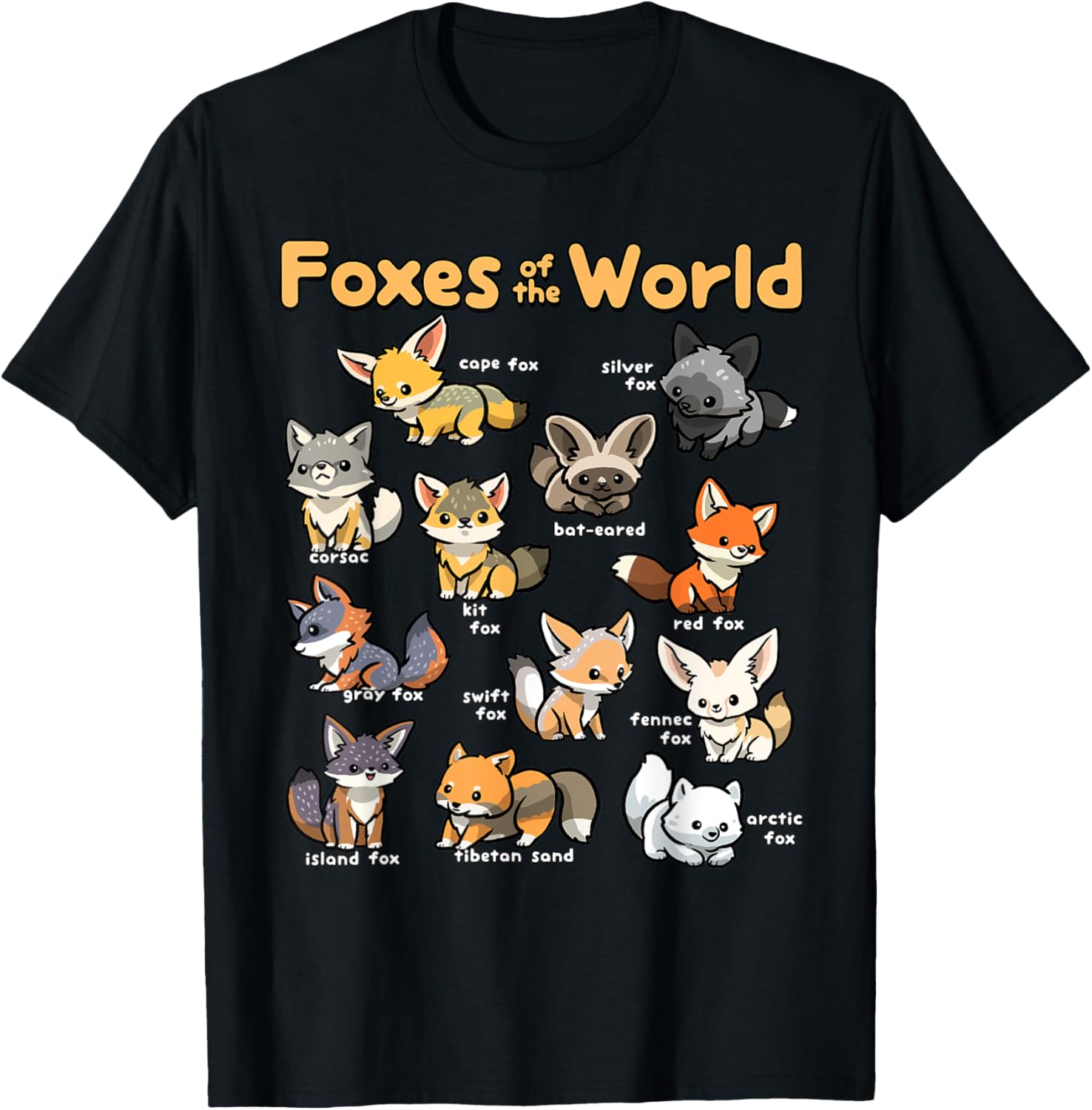 Kawaii Fox Animals of the World Educational Animal Fox Lover Apparel High Search Demand US Top Pick