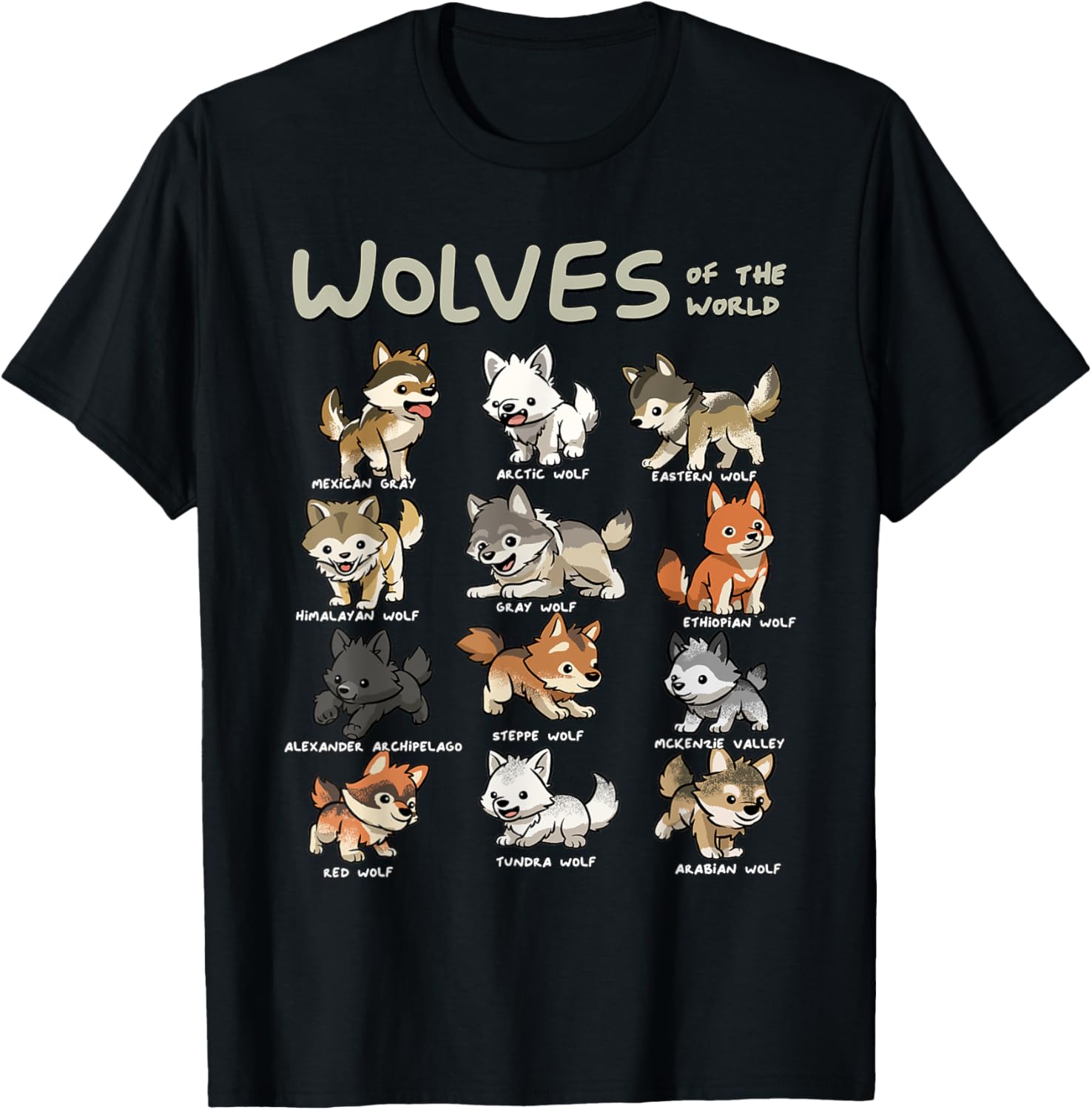 Chibi Wolf Wolves Animals of the World Wolf Lover Apparel Comfort Fit Gift Ready