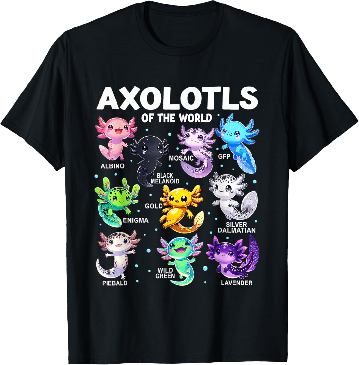 Kawaii Axolotls Of The World Graphic Tees Axolotl Animals T Shirt Comfort Fit Hot Right Now