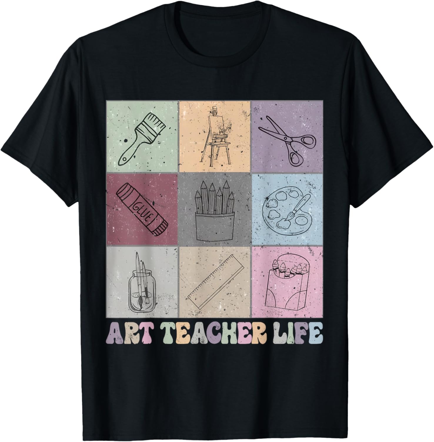 Funny Art Teacher Life Retro Groovy Teaching Future Artists Apparel Aesthetic Wall Art