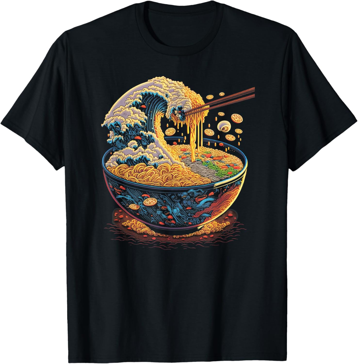 Japanese Kanagawa Wave Ramen Graphic Retro Anime Noodles Art Apparel Aesthetic Wall Art