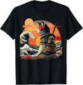 Japanese retro samurai cat The Great Wave by Hokusai Apparel Nostalgic Artwork