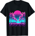 Retro 80s Vaporwave Aesthetic Palm Trees Sunset 90s Art Apparel Minimal Retro Design