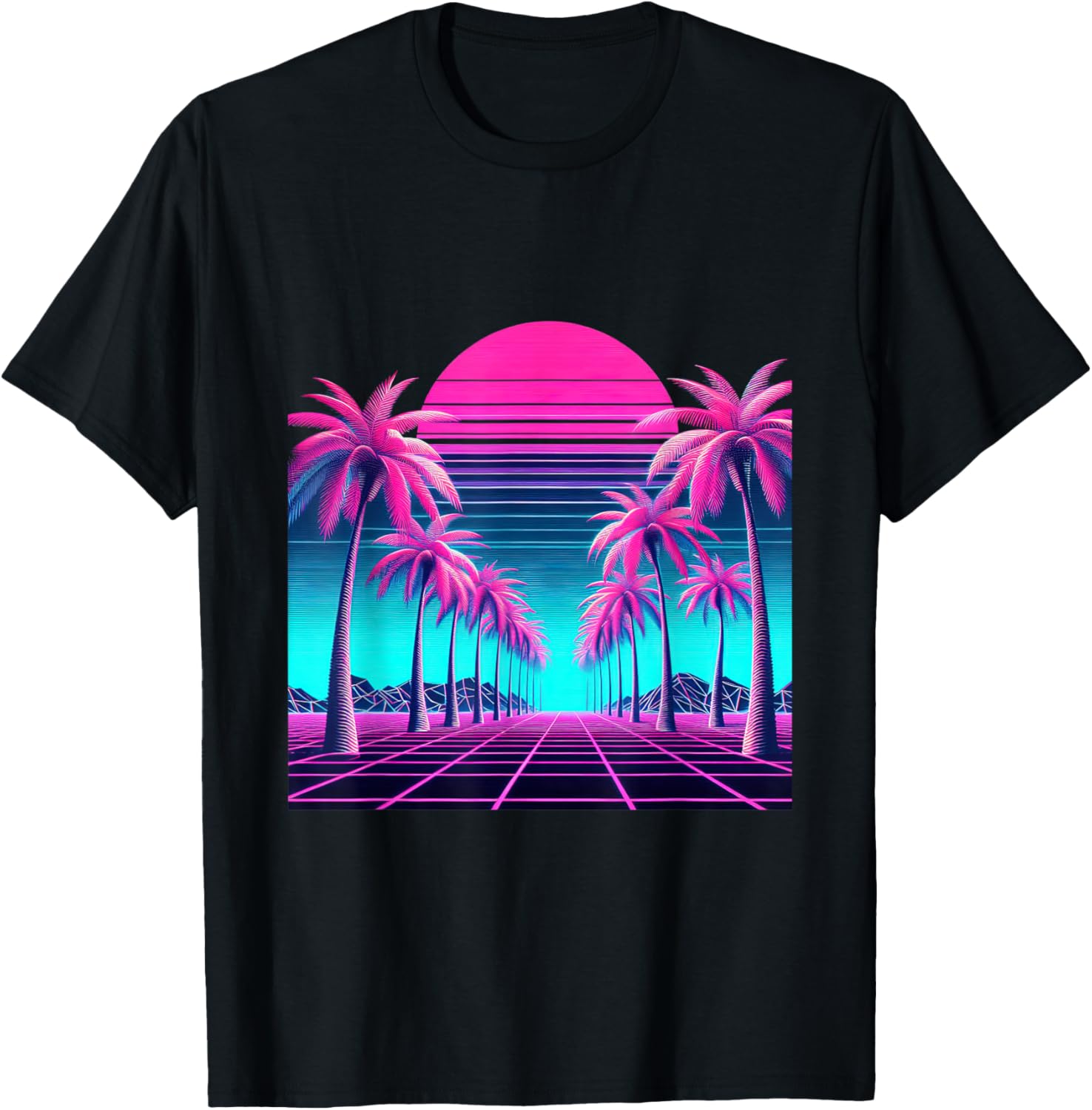 Retro 80s Vaporwave Aesthetic Palm Trees Sunset 90s Art Apparel Vintage Illustration