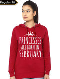 Princesses Are Born In February Red Girl's Hoodie